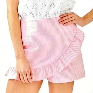 Lilly Pulitzer Pink Seersucker Stripe Skirt Size Medium